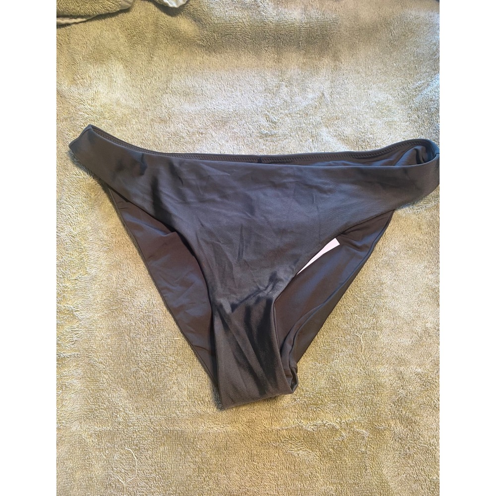 SKIN Dark Olive Green Bikini Bottoms High‎ Cut Bikini Swimsuit Bottoms L